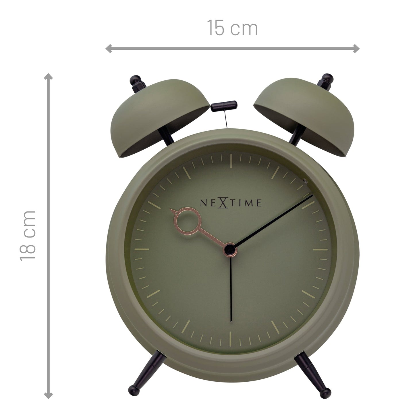 Table Alarm Clock 15x18x7cm - Silent - Light function - Metal "Golden Hour"