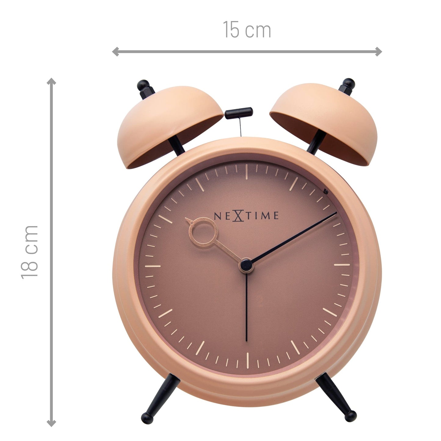Table Alarm Clock 15x18x7cm - Silent - Light function - Metal "Golden Hour"