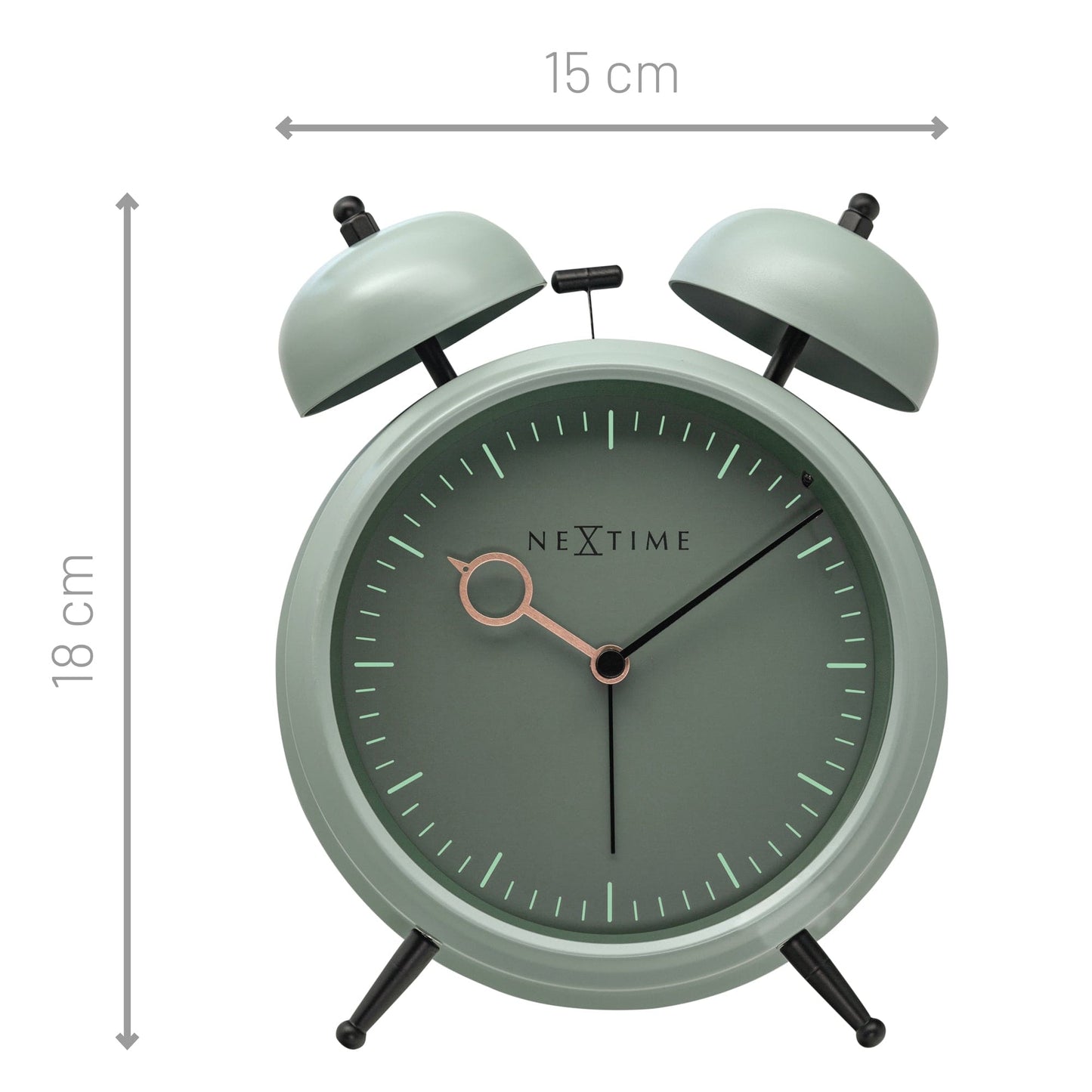 Table Alarm Clock 15x18x7cm - Silent - Light function - Metal "Golden Hour"