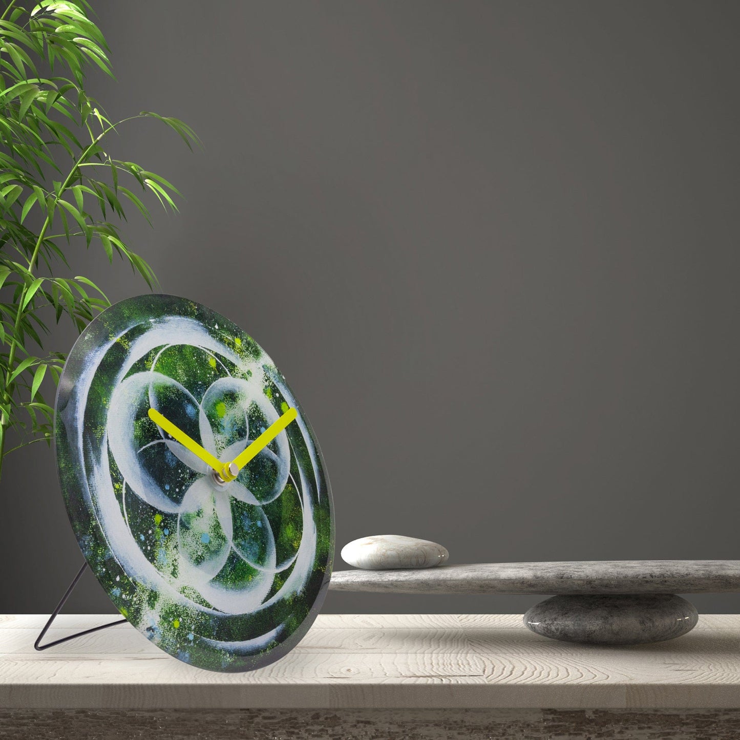 Table/Wall clock 20cm - Silent - Green - Tempered Glass - "Cosmo Table"