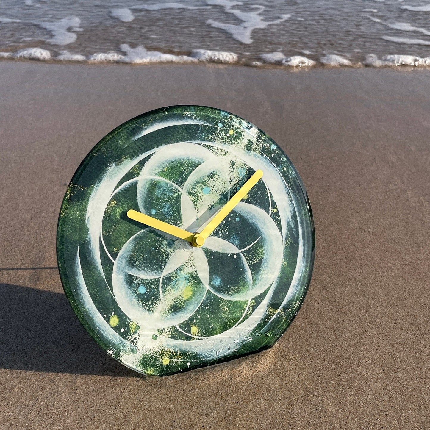 Table/Wall clock 20cm - Silent - Green - Tempered Glass - "Cosmo Table"