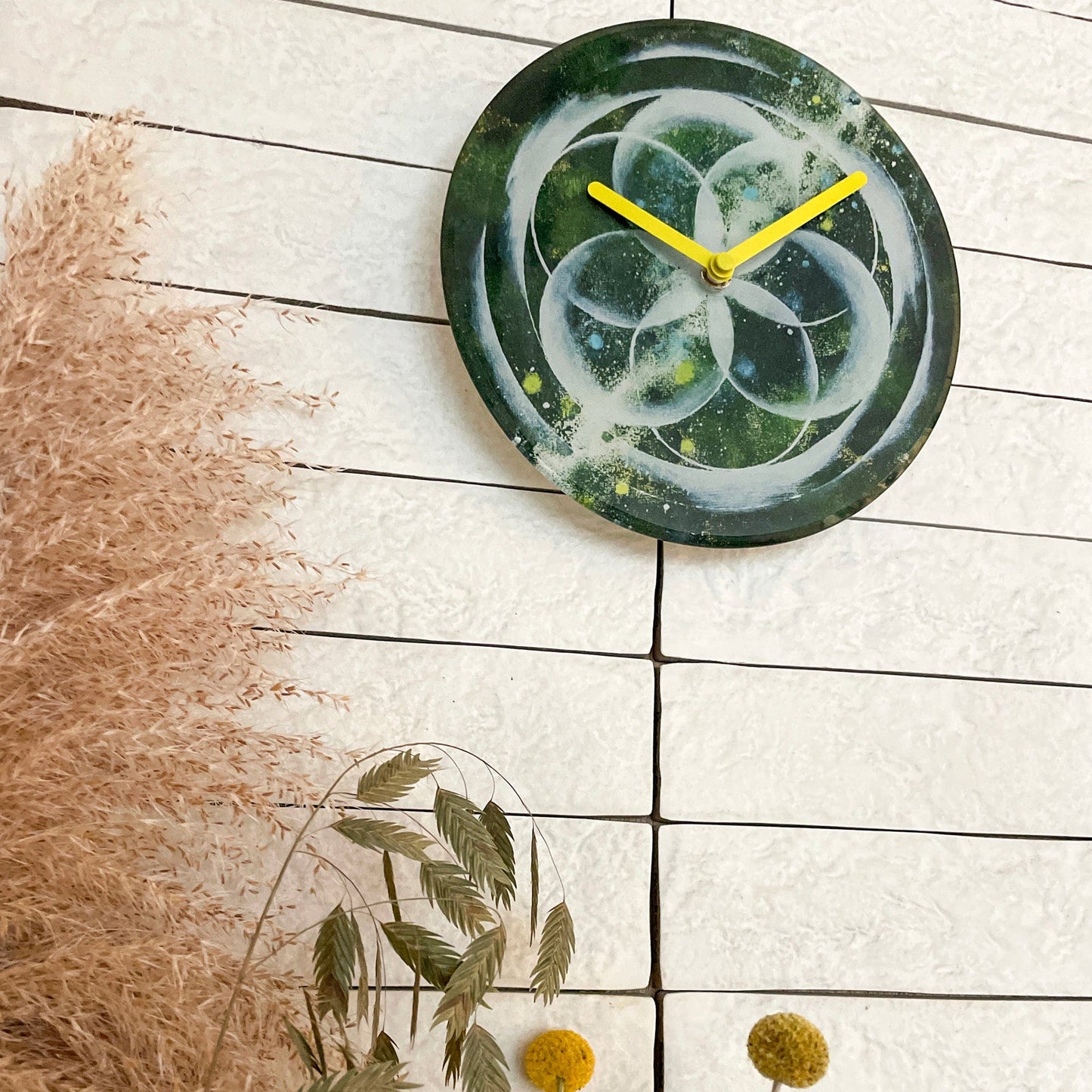Table/Wall clock 20cm - Silent - Green - Tempered Glass - "Cosmo Table"