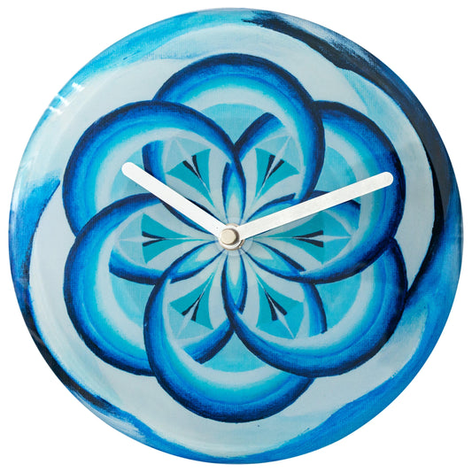 Table/Wall clock 20cm - Silent - Blue -  Tempered Glass - "Cosmo Table"
