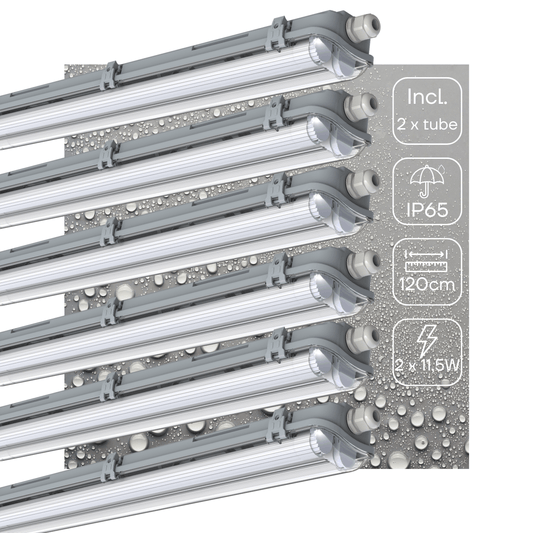 6 PACK - LED's Light Dubbele LED TL lamp 120 cm - compleet met LED buizen - Binnen en buiten - 4260 lm - 4000K - 2x11.5W