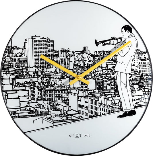 Wall clock -  40 cm - Glass / Metal - Trumpet City