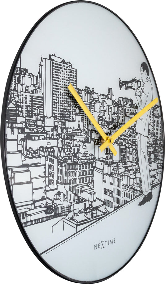 Wall clock -  40 cm - Glass / Metal - Trumpet City