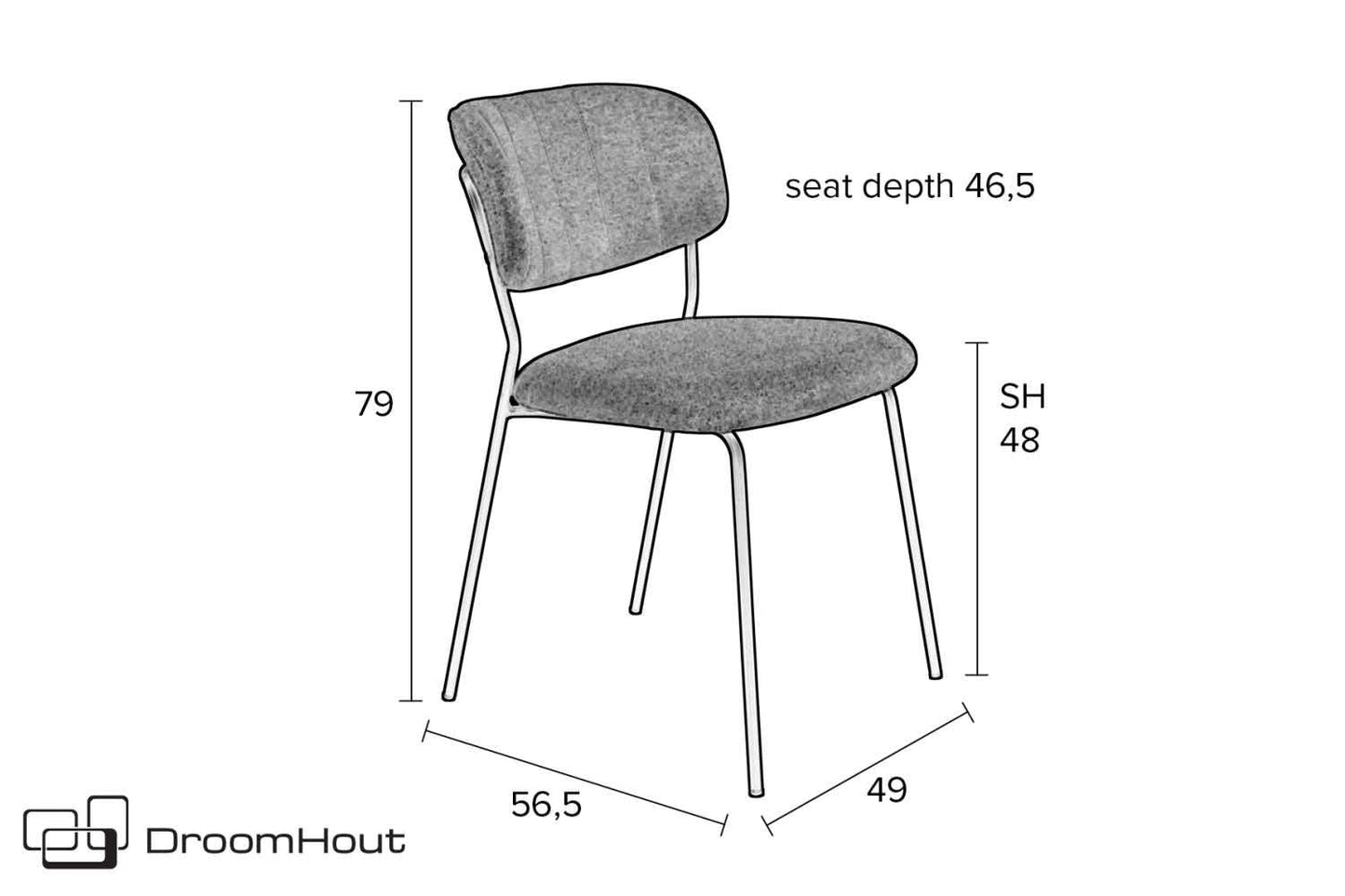 Stoel Jolien Zuiver - roze - set van 2