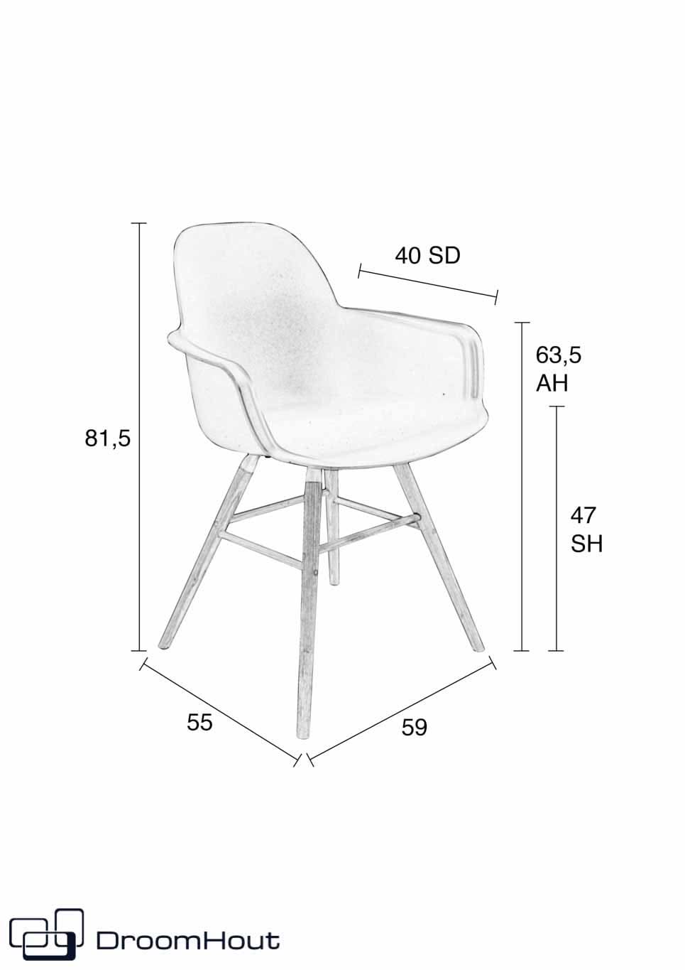 Stoel Albert Kuip armchair Zuiver - grijs - set van 2