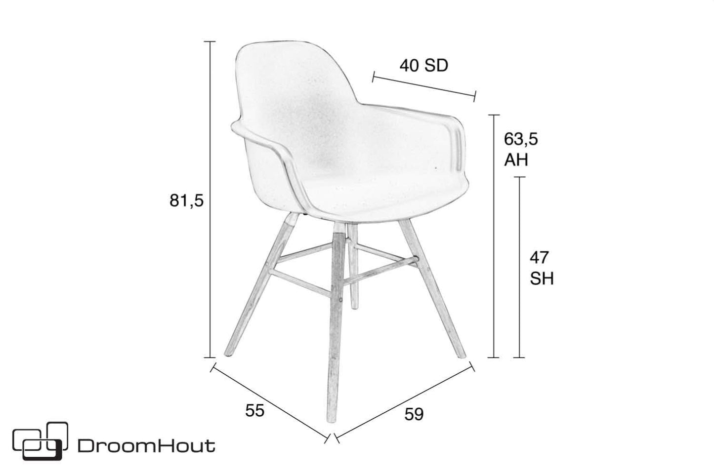 Stoel DREAUM zwarte kuip - showroommodel - set van 2