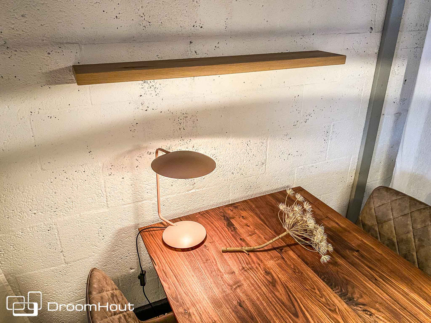 Houten wandplank  (facet rand, ronde hoek)