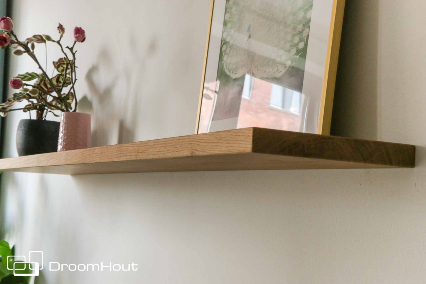 Houten wandplank  (facet rand, ronde hoek)