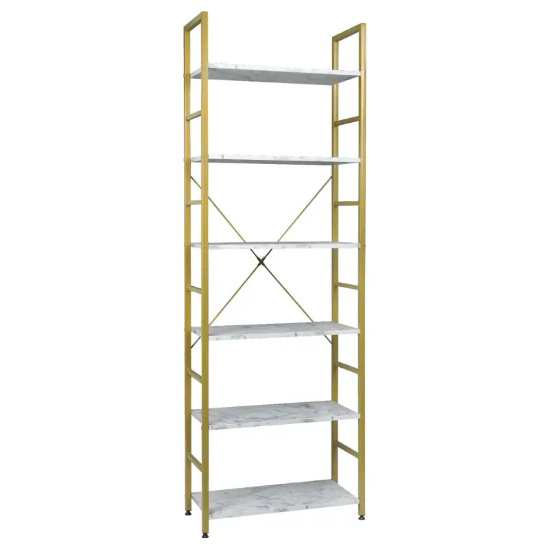 BukkitBow - 6-Laags Metalen/Houten Boekenkast - Home Decor - Geschikt voor Diverse Ruimtes - 60x28x180cm