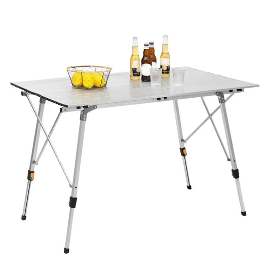 BukkitBow - Campingtafel In Hoogte Verstelbaar - Aluminium - 15kg Laadvermogen - Lichtgewicht en Compact - Inclusief Draagtas - 120x68,5x59/78.5 cm