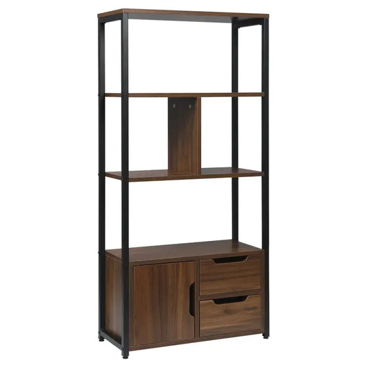 BukkitBow - Compacte Boekenkast - Open Modern Design - Multifunctioneel - 2-in-1 Planken en Lades - 58x24x120CM