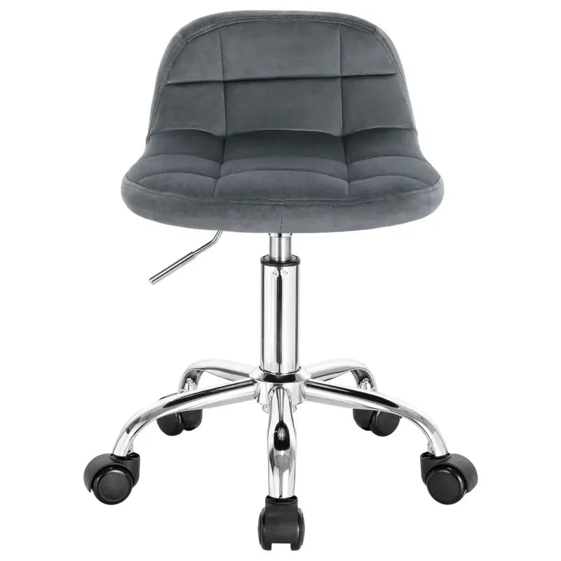 BukkitBow - Compacte Lage Kruk van Velvet/Fluweel - met Metalen Onderstel en Wielen - Hoogte instelbaar (43.5-55CM)