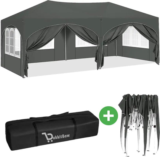 Dubbele Partytent met Zijwanden - 3x6m – Opvouwbare Tent – Waterdicht en Weersbestendig - BukkitBow