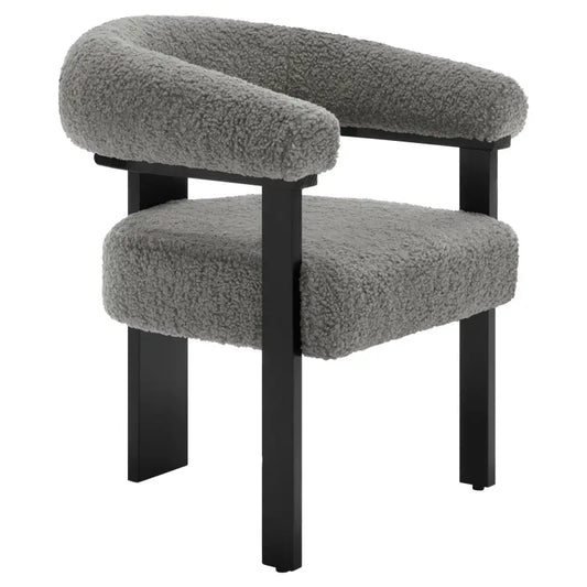 BukkitBow - Fauteuil met Fleece (Lamsvacht-Look) - Rubberwood Frame - Ergonomisch en Comfortabel - Modern Design