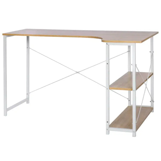 BukkitBow - Industrieel Bureau - Compact Hoekbureau met 2 Planken Opbergruimte - 120x74cm