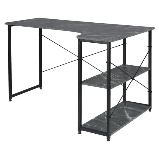 BukkitBow - Industrieel Bureau - Klein Hoekbureau met 2 Planken Opbergruimte - 120x74cm