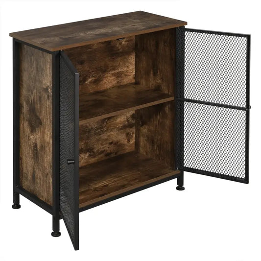 BukkitBow - Industriële Dressoir - Ruime Opbergruimte - Combinatie van Staal en Hout - Eenvoudige Montage - 70x30x80CM