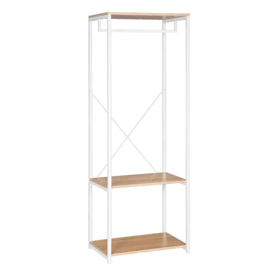 BukkitBow - Kapstok / Kledingrail - Staal en Hout - Inclusief 2 Opbergplanken - Max 20 kg voor Kledingrail - 60x40x167cm