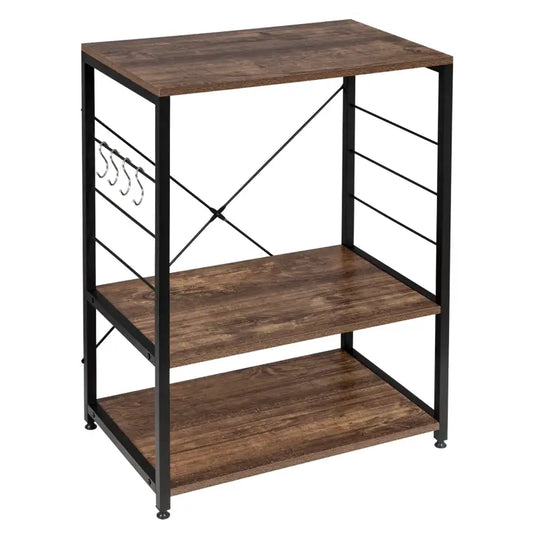 BukkitBow - Keukenkastje / Bijzettafeltje - Magnetronkast - Inclusief Rek voor Kopjes en Haken voor Keukengerei - 40X60X82CM