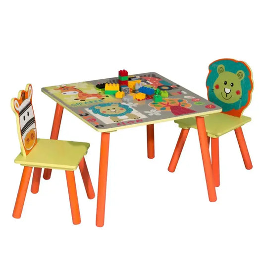 BukkitBow - Kinder Tafel en Stoelen Set - Veilig en Stevig - Tafel met 2 Stoelen - 60x60x44cm