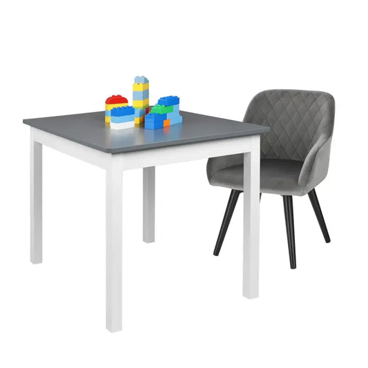 BukkitBow – Kinderstoel Velours en Metaal – Grijs – Ergonomisch en Stevig – 37.5x38x55 cm