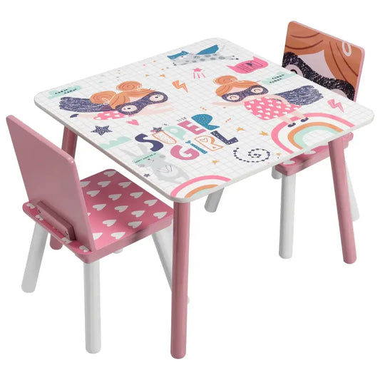 BukkitBow - Kindertafel met Stoelen / Kindermeubelset - Roze Tafel - Ideaal voor Spelen en Leren - Tafel: 60x44x60cm