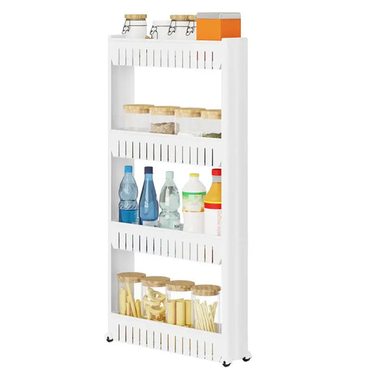 BukkitBow - Kleine Keukenwagen / Smal Rek op Wielen - Geschikt voor Keuken / Woonkamer of Badkamer - 3 of 4 Lagen opslag