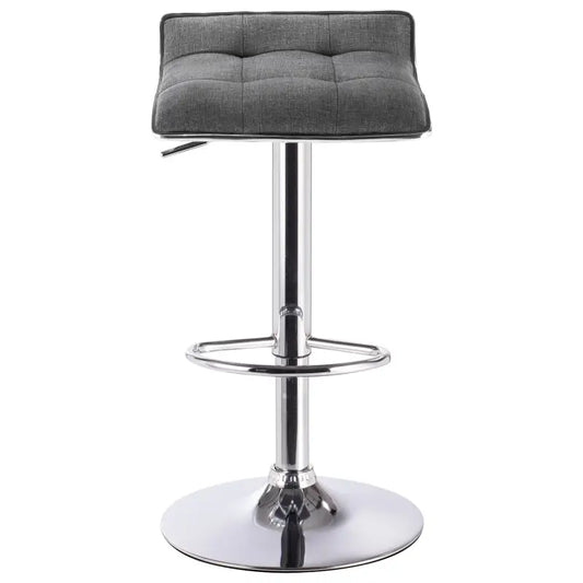 BukkitBow - Linnen Barkruk - Verchroomd Stalen Frame - 360 Graden Draaibaar - In Hoogte Verstelbaar - Modern Design - Zithoogte: 62-84CM