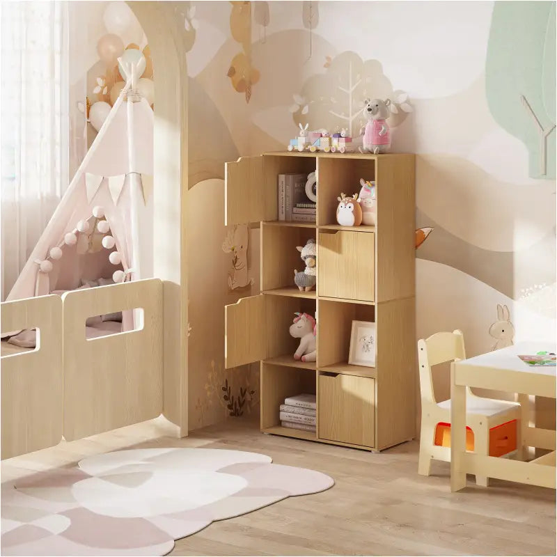 BukkitBow - Multifunctionele Boekenkast - 8 Compartimenten - Compact & Stijlvol - Veilig Ontwerp - 60x120x30cm
