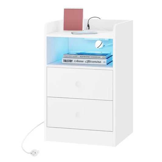 BukkitBow - Nachtkastje met Oplaadfunctie - E1 Klasse Hout - Ingebouwde Stopcontacten en USB-poorten - 40x64x35 cm