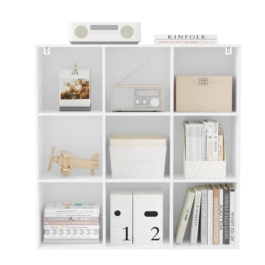 BukkitBow - Open Boekenkast met 9 Vakken - Hout/Melamine Fineer - Met achterwand - Ruimtebesparend en Stabiel - 94x93x29.5 cm