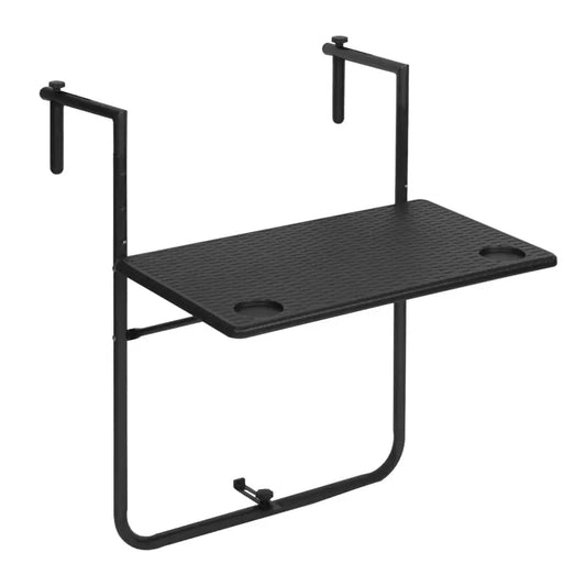BukkitBow - Opvouwbare Hangende Balkontafel - PE en Metaal - 0kg Gewichtscapaciteit - Verstelbaar en Ruimtebesparend Design - 60x(74-84,5)x57cm