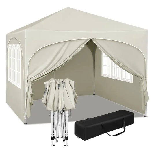 BukkitBow - Partytent met Zijwanden en Ronde Rand – Opvouwbare Tent – Waterdicht en Weersbestendig – Tuinpaviljoen - 300 x 300 cm