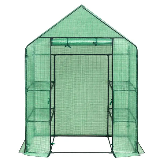 BukkitBow – Polytunnel Tuinkas – Winterproof Tunnel voor Groenten Teelt – Compacte Tuinkas met Groot Luik en 3 Bloemen Planken - 143x73x195CM