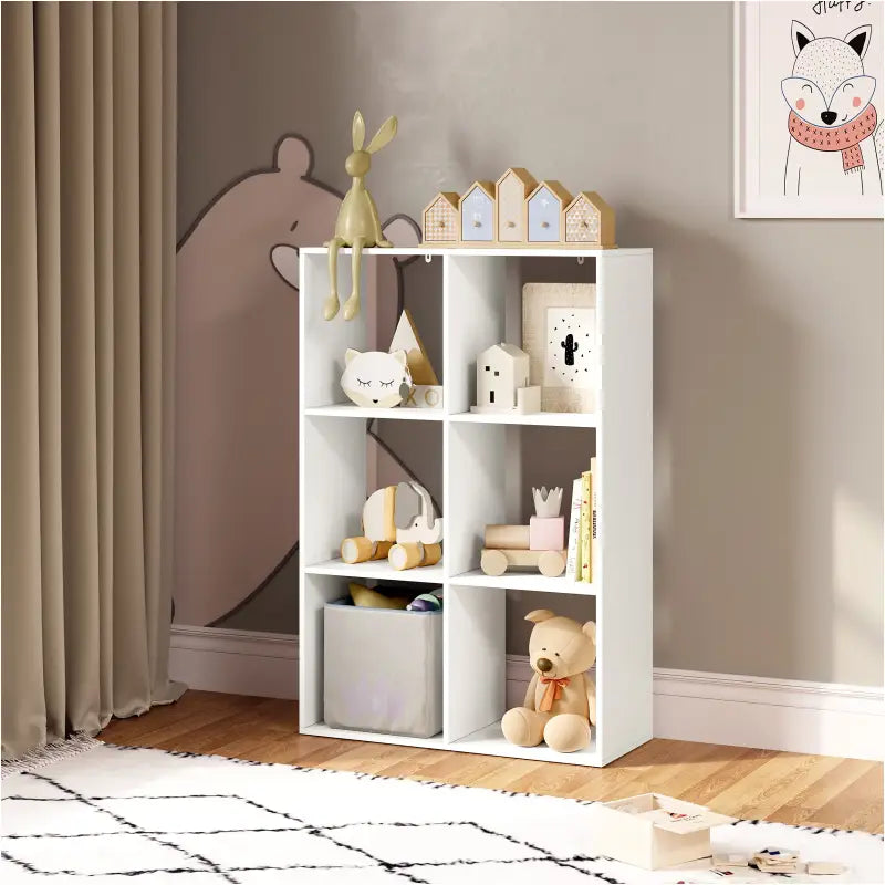 BukkitBow - Ruimtebesparende Boekenkast - 6 Kubusvakken - Multifunctioneel - Stabiel Ontwerp - 71x106x29cm