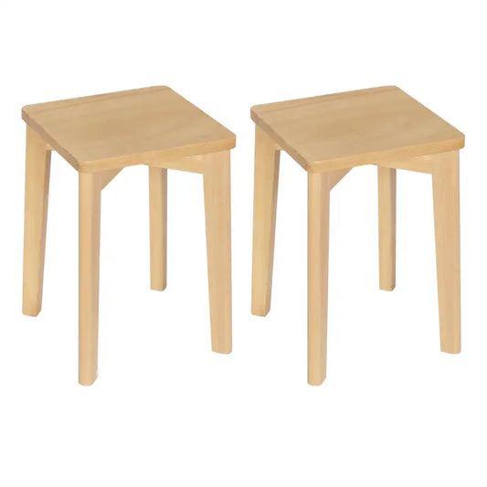 BukkitBow - Set Houten Krukken - Natuurlijk Beukenhout - Stapelbaar - Vochtbestendig - Zithoogte: 44.5CM