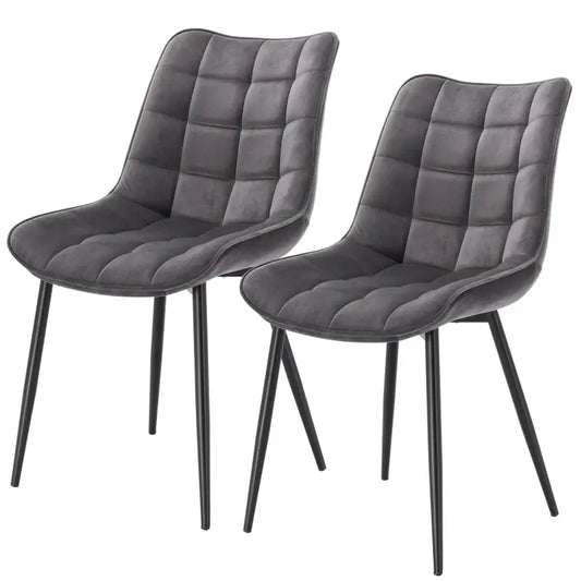 BukkitBow - Set van 2 Eetkamerstoelen - Lederen/Stoffen/Fluwelen Stoelen - met Metalen Poten - Ergonomisch Ontwerp - Zithoogte: 46CM