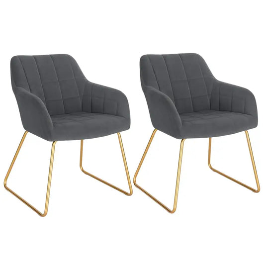 BukkitBow - Set van 2 Fluweel Eetkamerstoelen met Gouden Metalen Poten - Stijlvol en Comfortabel - Zithoogte: 48.5CM