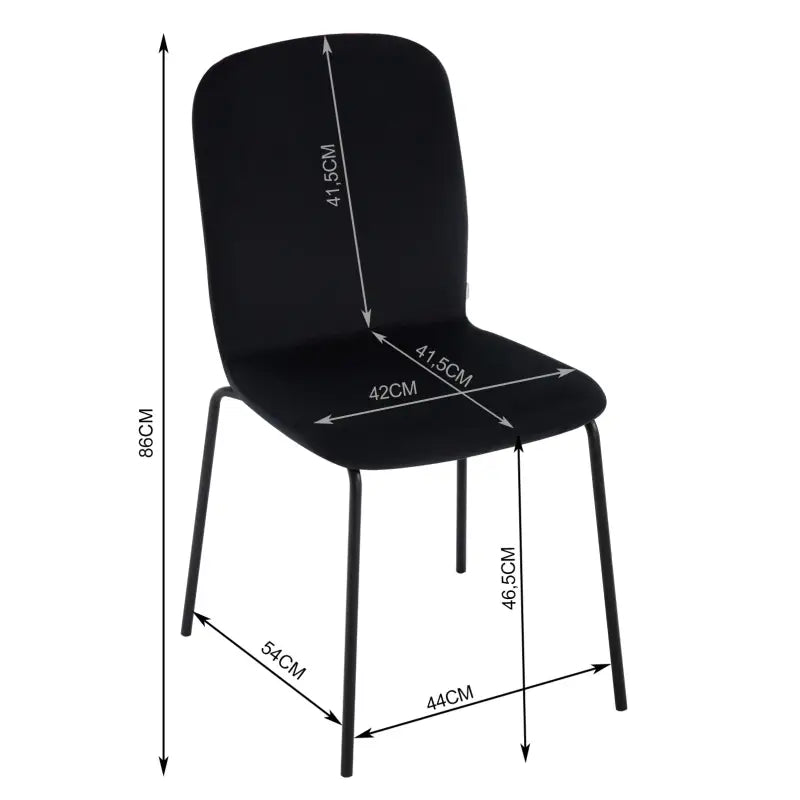 BukkitBow - Set van 4 Eetkamerstoelen - Fluweel en Metaal - Stapelbare Stoelen