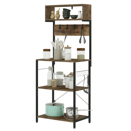 BukkitBow - Staande Kast met 5 Niveaus en Haken - Duurzame Constructie - Grote Opbergruimte - Stabiele Organisator 60x152x38cm