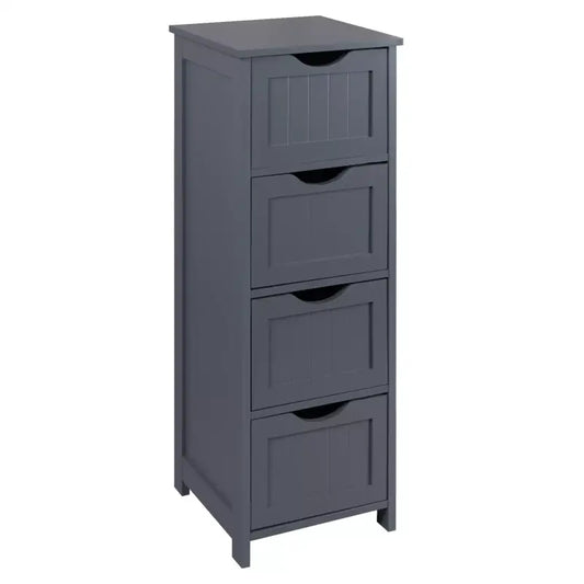 BukkitBow - Veelzijdige Badkamerkast - Grijs - 4 Laden - Vochtbestendig en Duurzaam - 30x30x81cm