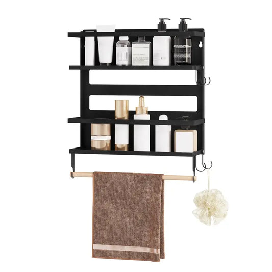 BukkitBow - Wandgemonteerd Kruidenrek - Multifunctioneel Rek van Metaal en Massief Hout - Met Keukenrolhouder