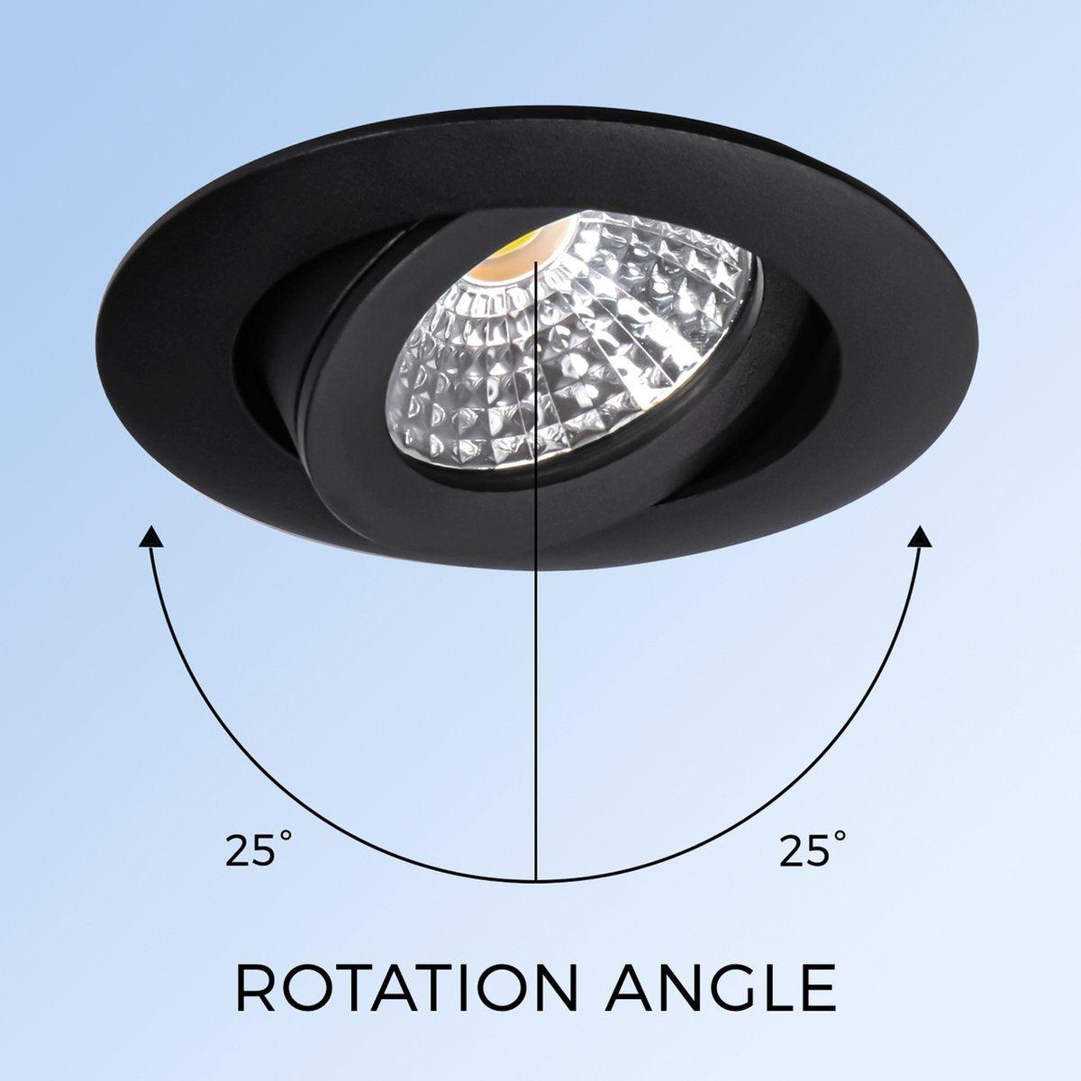 LED's Light Pro LED Inbouwspot Zwart - DimToWarm - Ø 68mm - Kantelbaar - Warm wit licht - CRI95- Dimbaar