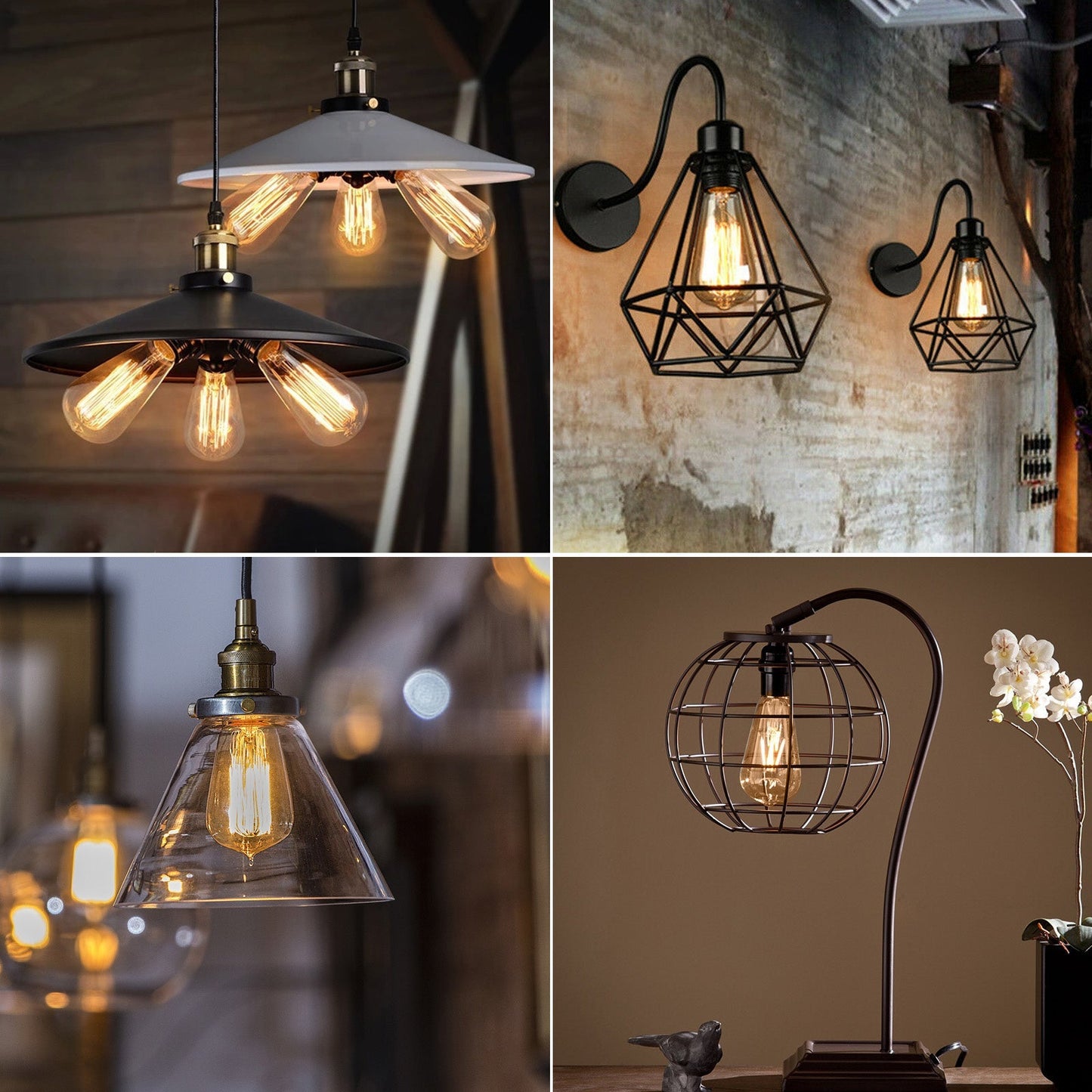 Kooldraadlamp E27 Edison ST64 - amber glas | LED 4W=38W gloeilamp | FLAME filament 2200K