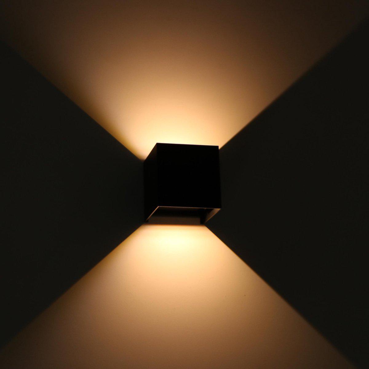 LED's Light Kubus LED Wandlamp buiten - 2 lichts - Dimbaar en instelbare lichtkleur - IP65 Waterdicht - Zwart