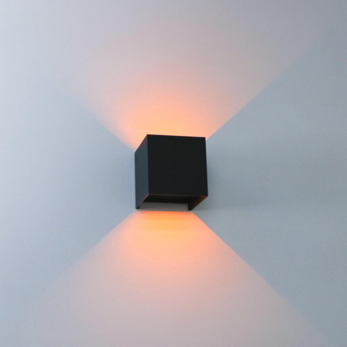 LED's Light Kubus LED Wandlamp buiten - 2 lichts - Dimbaar en instelbare lichtkleur - IP65 Waterdicht - Zwart