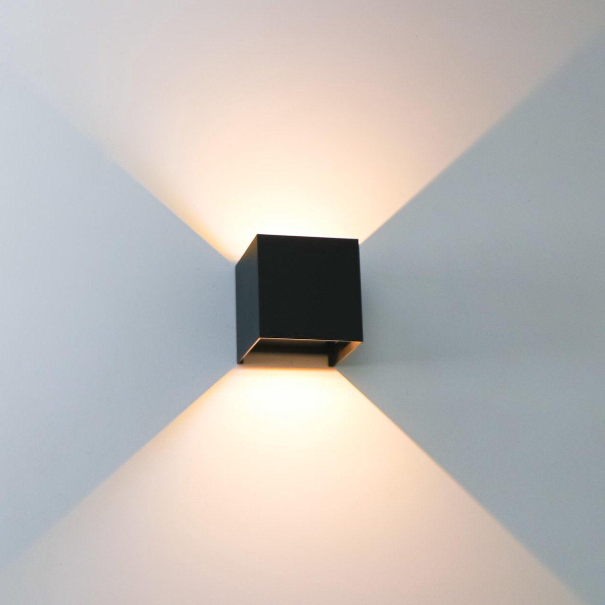 LED's Light Kubus LED Wandlamp buiten - 2 lichts - Dimbaar en instelbare lichtkleur - IP65 Waterdicht - Zwart